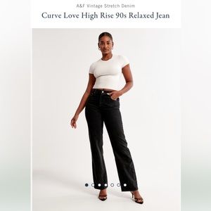 Curve Love High Rise 90s Relaxed Jean - Black Destroy